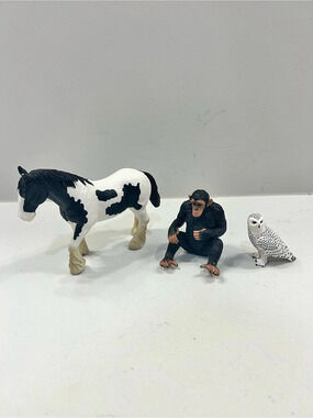Mojo Fun Animal Figures Lot of 3 - Tinker Mare Horse, Chimp, Snowy Owl